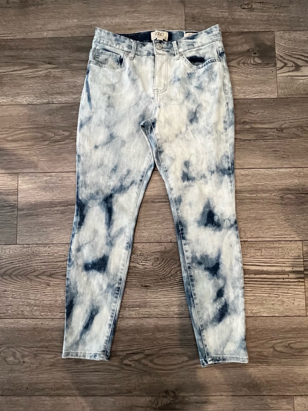 LOGO by Lori Goldstein Cloud Wash Skinny Jeans 4 Petite Stretch Tie-Dye Acid